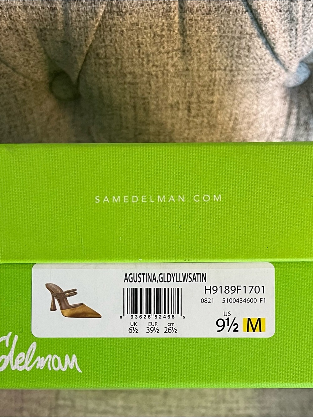Sam Edelman Mustard Gold Satin Pointed-Toe Mules with Embellished Strap - Picture 8 of 9